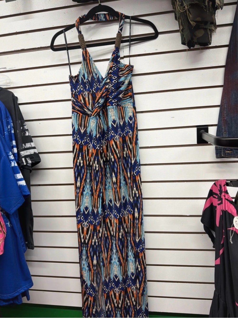 Forever 21 Printed Maxi Dress NWT Size
XL Blue Orange Halter Boho